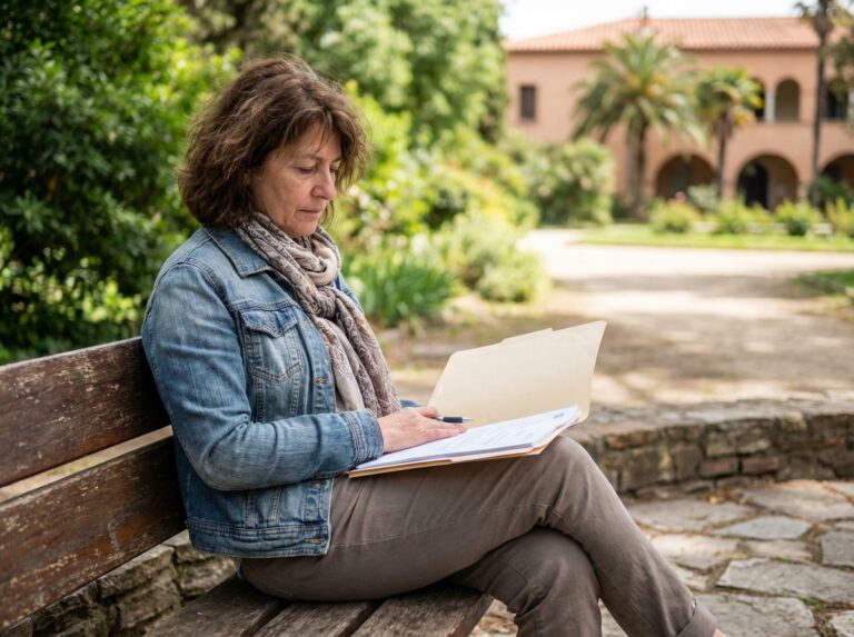 Femme assise dans le parc SantVicens à Perpignan